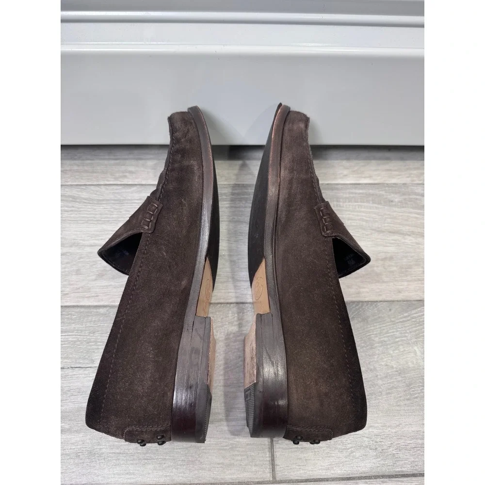 Tod's Mens Brown Suede Penny Loafers Gommino Made in Italy 9.5